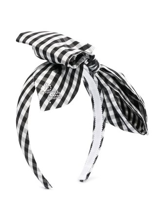 Shop white & black Monnalisa gingham ribbon headband with Express Delivery - Farfetch