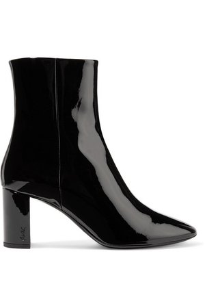 Saint Laurent | Lou patent-leather ankle boots | NET-A-PORTER.COM