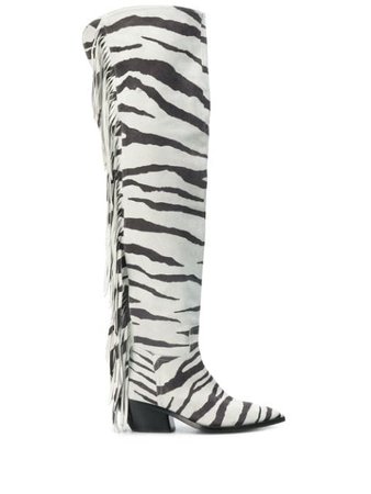 A.f.vandevorst Zebra Over The Knee Boots 192X4453002 White | Farfetch