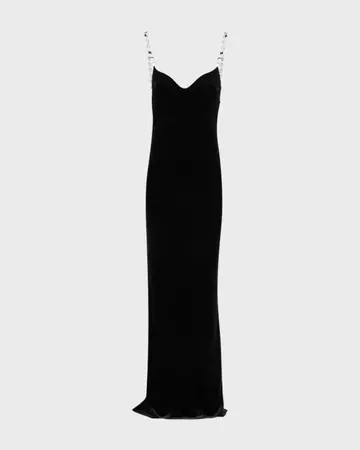 Galvan Avedon Globe Velvet Gown with Chain Straps | Neiman Marcus