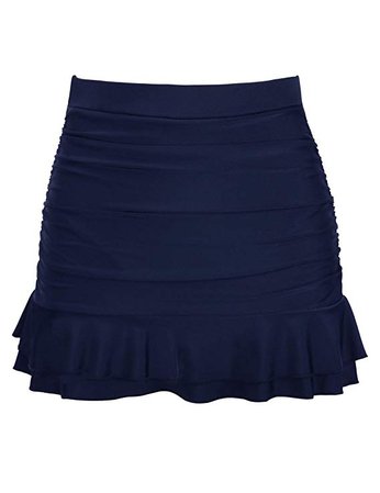 Amazon.com: Hilor Women's Skirted Bikini Bottom High Waisted Shirred Swim Bottom Ruffle Swim Skirt Navy Tag Size 8(fits 4): Clothing
