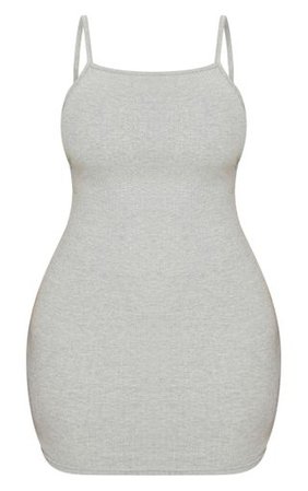 Shape Grey Thick Rib Strap Back Bodycon Dress | PrettyLittleThing