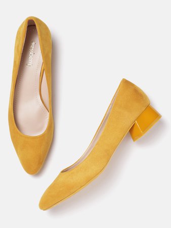 Buy DressBerry Women Yellow Solid Pumps - Heels for Women 9802227 | Myntra