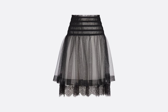 Ruffled Skirt Black Tulle | DIOR