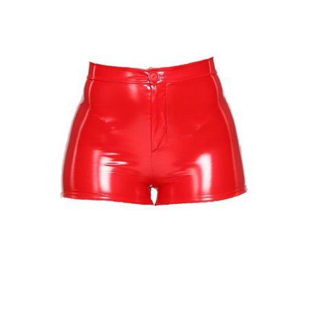 red pvc shorts