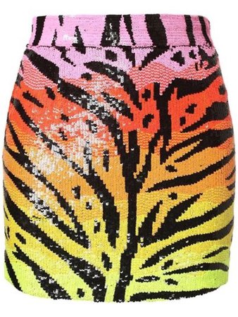 rainbow zebra print sequence skirt