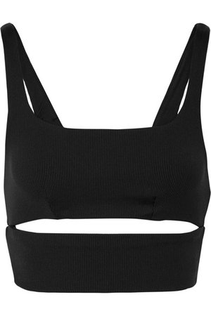 Alo Yoga | Slit cutout ribbed stretch sports bra | NET-A-PORTER.COM