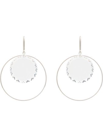 Isabel Marant silver-tone glass round hoop earrings $129 - Buy SS19 Online - Fast Global Delivery, Price