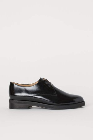 Patent Leather Derby Shoes - Black
