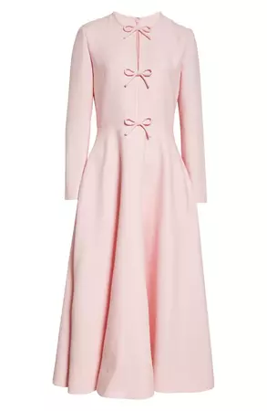 Valentino Bow Detail Long Sleeve Crepe Couture Midi Dress | Nordstrom