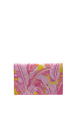 From St Xavier Cordyline Clutch in Pink & Yellow | REVOLVE