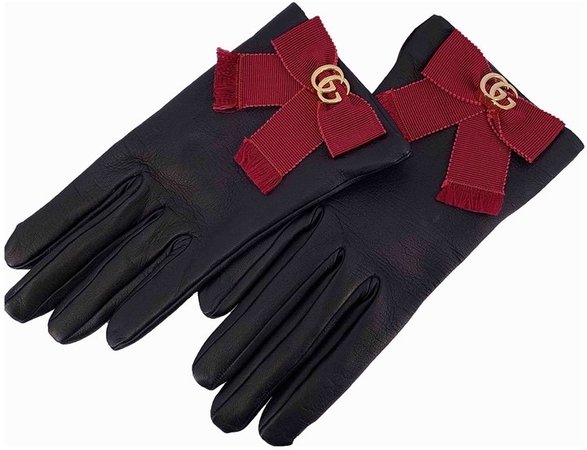 Black leather gg gloves