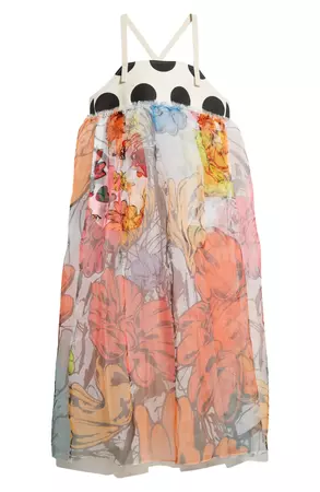 Tao Comme des Garçons Mixed Print Cotton Organza Midi Dress | Nordstrom