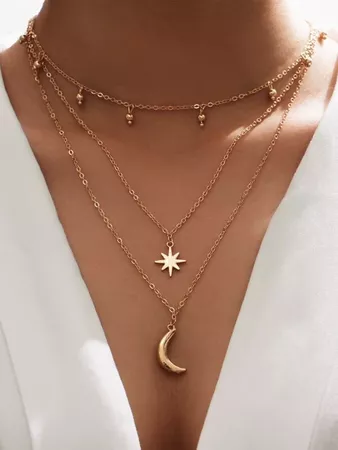 Moon Charm Layered Necklace | SHEIN USA