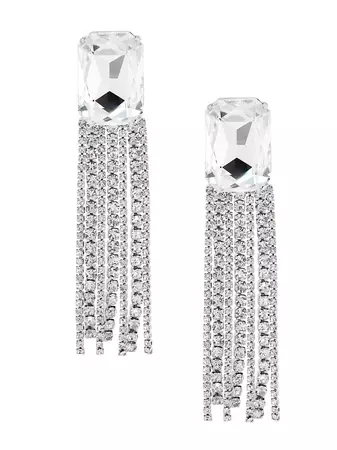 Shop Kenneth Jay Lane Silvertone & Crystal Seven-Row Drop Earrings | Saks Fifth Avenue