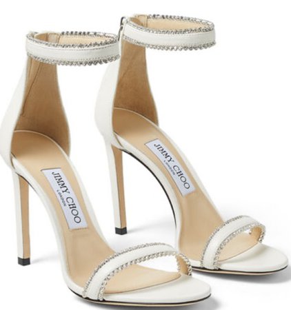 White Heeled Sandals “Jewel” Trim