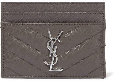 Quilted Textured-leather Cardholder - Gray