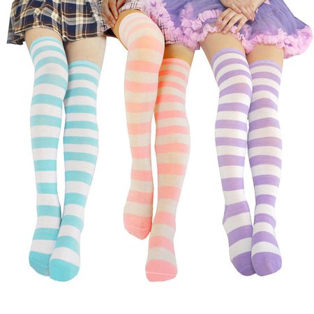 striped thigh high socks