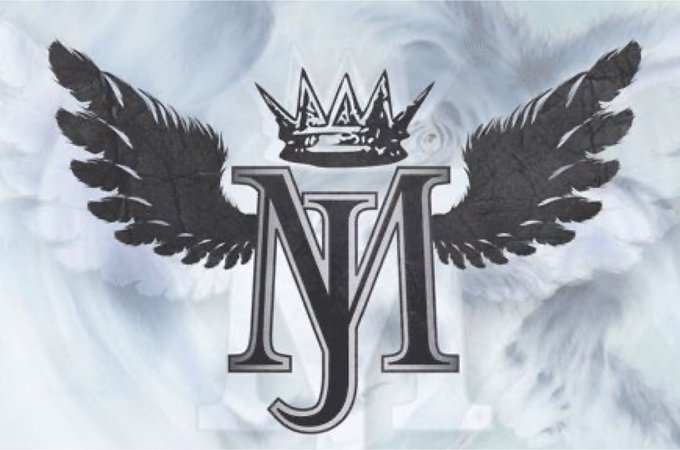 Michael Jackson Initials with Crown and Angel Wings Tattoo