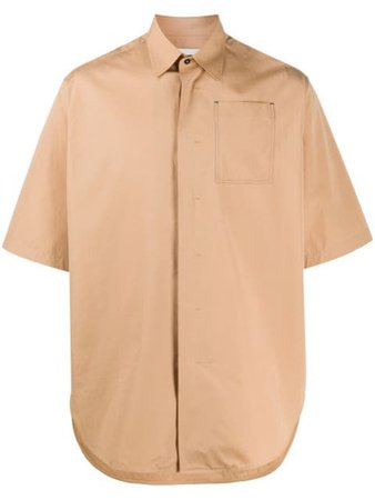 Jil Sander Oversized Short-Sleeved Shirt JSMQ742426MQ244300 Brown | Farfetch