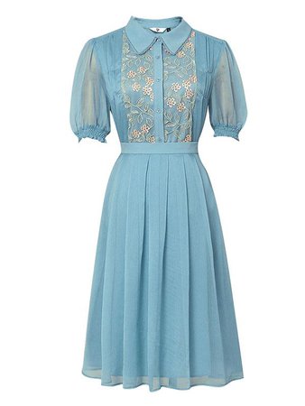 Blue Embroidered 1950S Vintage Dress Set – Jolly Vintage