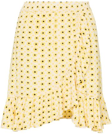 daisy print wrap skirt