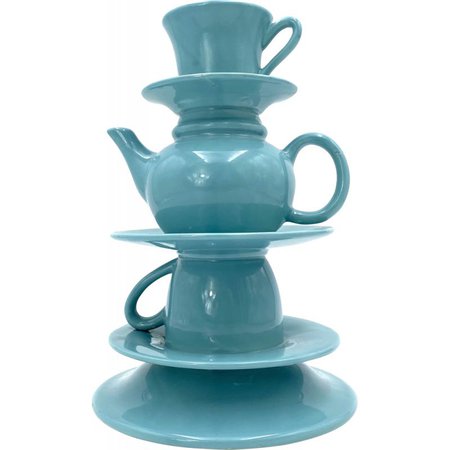 Mid century blue tea cups stack vase, Italy 1980s - Design Market