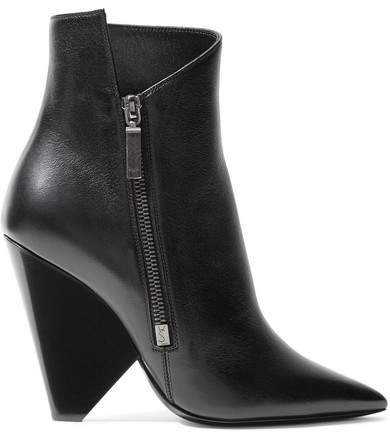 Niki Leather Ankle Boots - Black