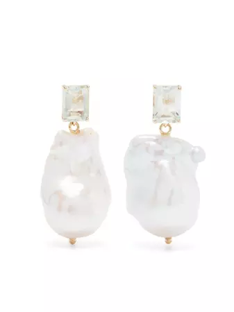 Mateo 14kt Yellow Gold Amethyst And Baroque Pearl Drop Earrings - Farfetch
