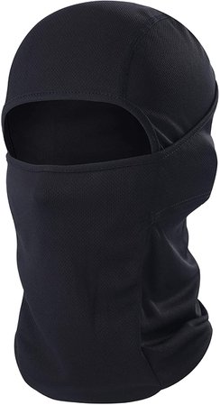 hikevalley Balaclava Face Mask Adjustable Windproof UV Protection Hood (Black) at Amazon Men’s Clothing store