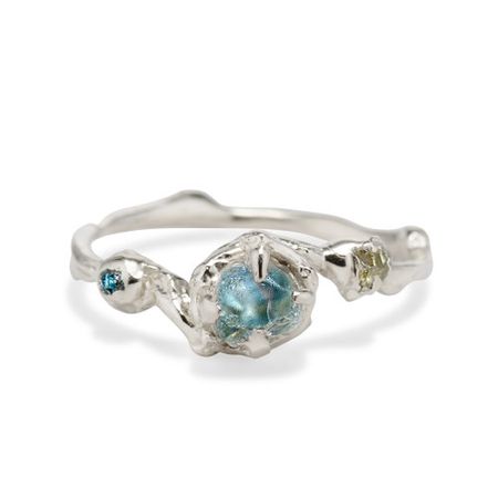 Naples Sterling Silver Blue Sapphire Trio Ring | Olivia Ewing