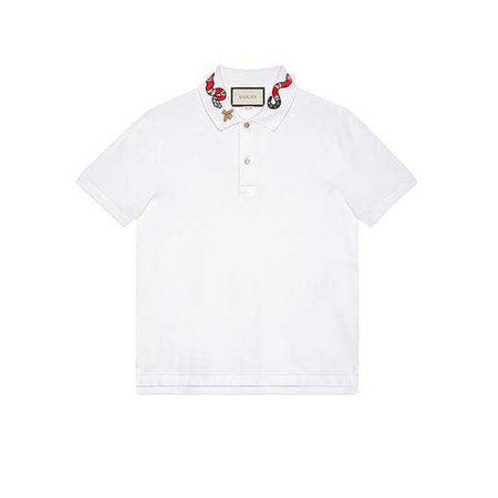 Cotton polo with Kingsnake embroidery - Gucci Men's T-shirts & Polos 408323X73329140