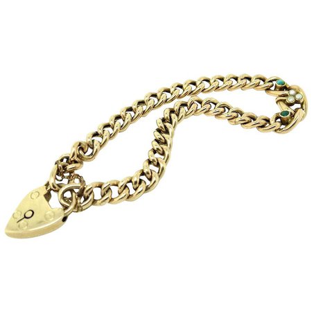 Antique Edwardian Turquoise 9ct Gold Chain Bracelet : Mayveda Vintage Jewellery | Ruby Lane