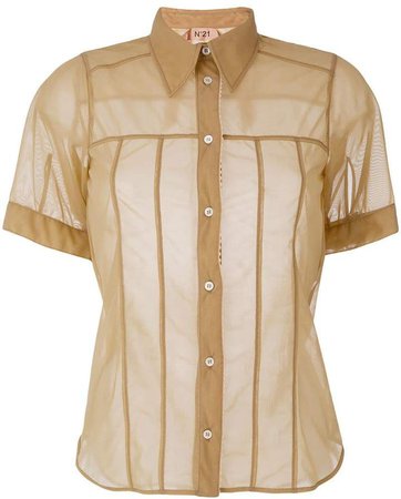 sheer button-down blouse