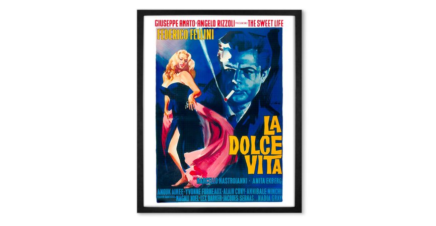 La Dolce Vita Vintage Film 50x40 Framed Wall Art Print, Multi | MADE.com