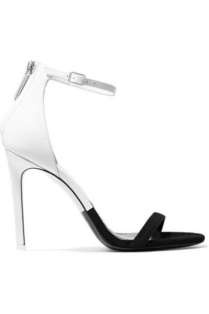 CALVIN KLEIN 205W39NYC | Camran two-tone patent-leather and suede sandals | NET-A-PORTER.COM