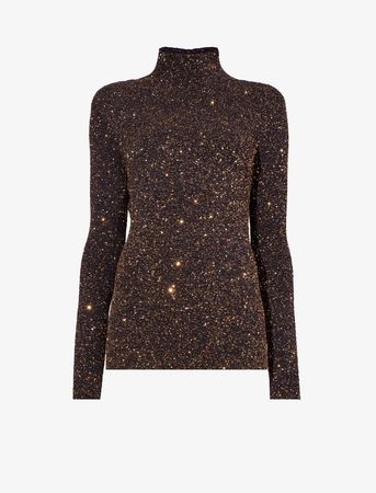 Sequin Knit Sweater in 201 dark brown | Proenza Schouler