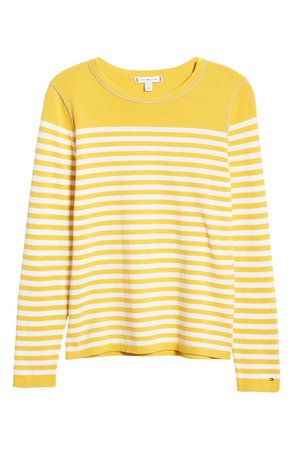 Tommy Hilfiger Stripe Crewneck Sweater Yellow
