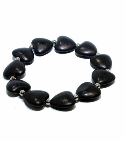 Gothic Black Howlite stone heart bracelet