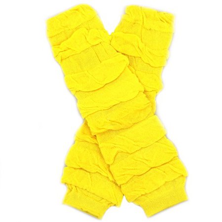 Yellow Gathered Cotton Leg Warmers