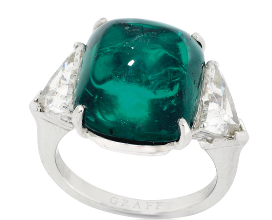 Graff sugarloaf emerald and diamond ring