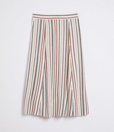 Striped Fluid Midi Skirt
