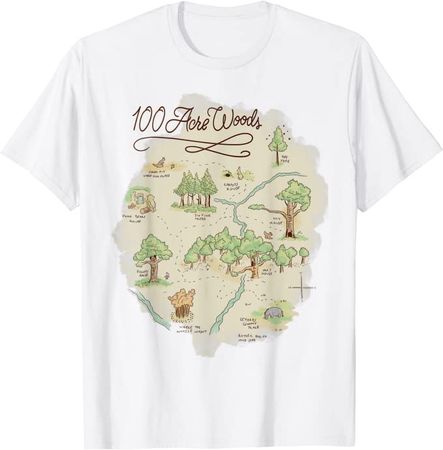 Amazon.com: Disney Winnie The Pooh 100 Acre Woods Map T-Shirt : Clothing, Shoes & Jewelry