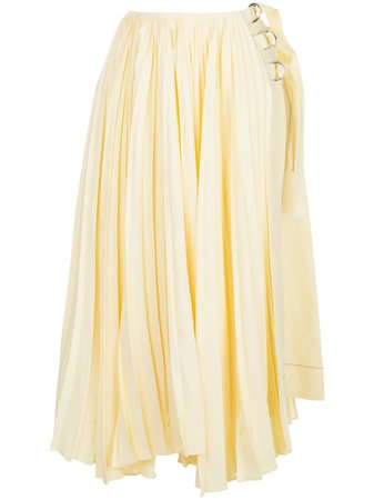Shop yellow Proenza Schouler asymmetric pleated side buckle skirt with Express Delivery - Farfetch