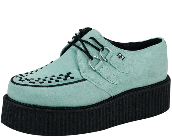 A8308 - Mint Green Suede Round Toe Mondo Sole Creeper | #TUK | Creepers shoes, Mint green shoes, Suede leather shoes