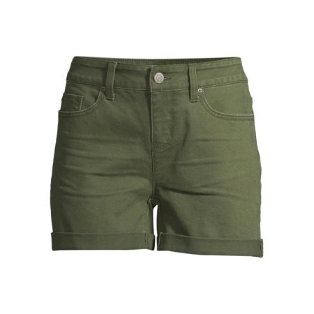 Time and Tru - Women's Mid Rise Denim Shorts - Walmart.com green