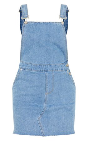 Mid Wash Front Pocket Denim Pinafore Dress | PrettyLittleThing USA