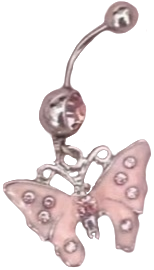 pink butterfly belly ring