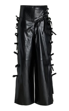 Tie-Detailed Faux Leather Wide-Leg Pants By A.w.a.k.e. Mode | Moda Operandi