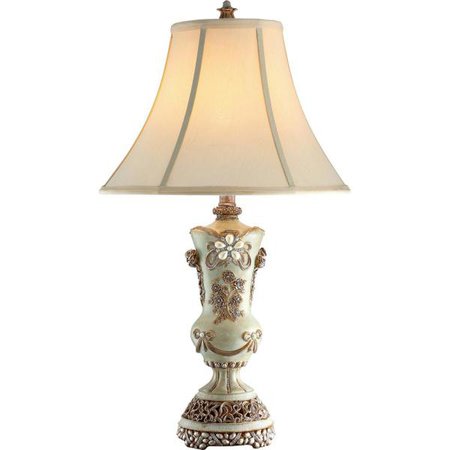 28 in. H White Vintage Rose Table Lamp
